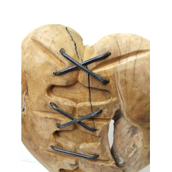 Serce z drewna tekowego dekoracja stojąca L